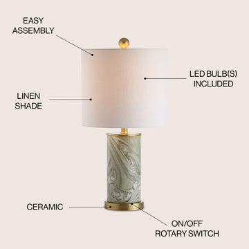 Swirl 20.5" Ceramic LED Table Lamp - JONATHAN Y